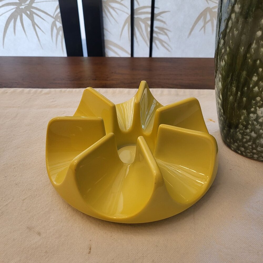 70's Arzberg Germany MCM Yellow Porcelain Tea Coffee Pot Trivet Warmer